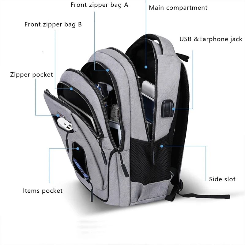 Große Kapazität Rucksack Männer Laptop Rucksäcke 15,6 Oxford schwarz solide High School Taschen Teen College Boy Grill Student Rucksack