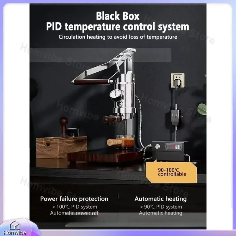 Hand Press Espresso Machine with PID Temperature Control 9 Bar Pressure Lever Coffee Maker for Home Kitchen