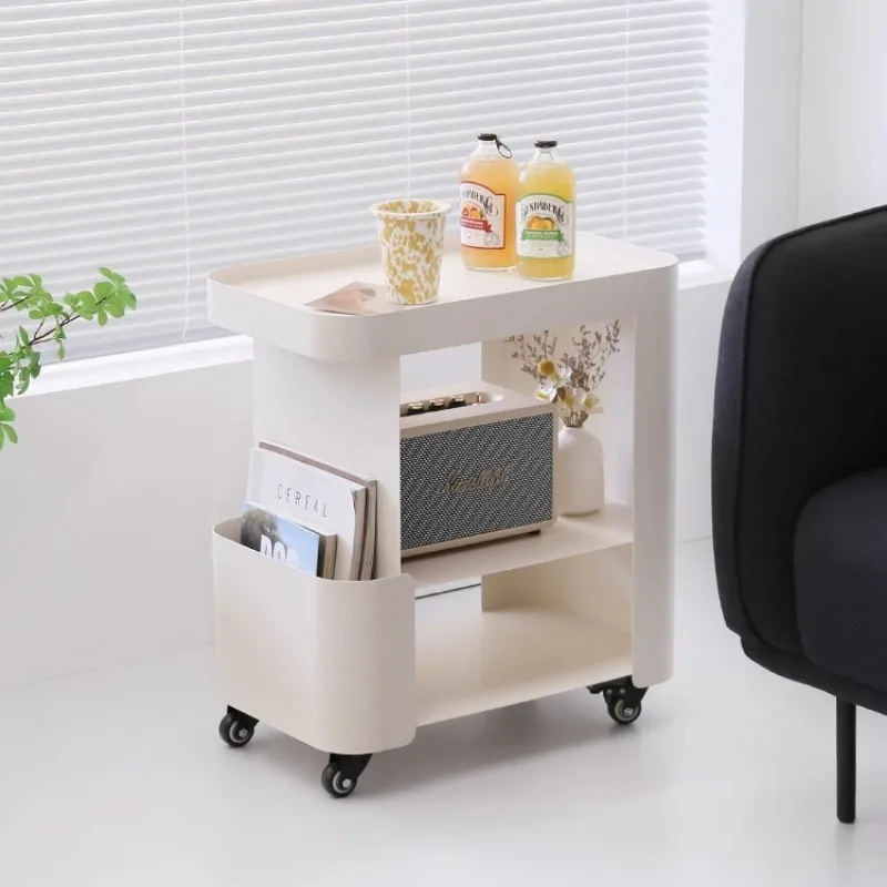 Creative Multi-Layer Sofa Side Table Portable Organizer with Storage Cabinet for Small Bedroom Or Living Room Corner Desk