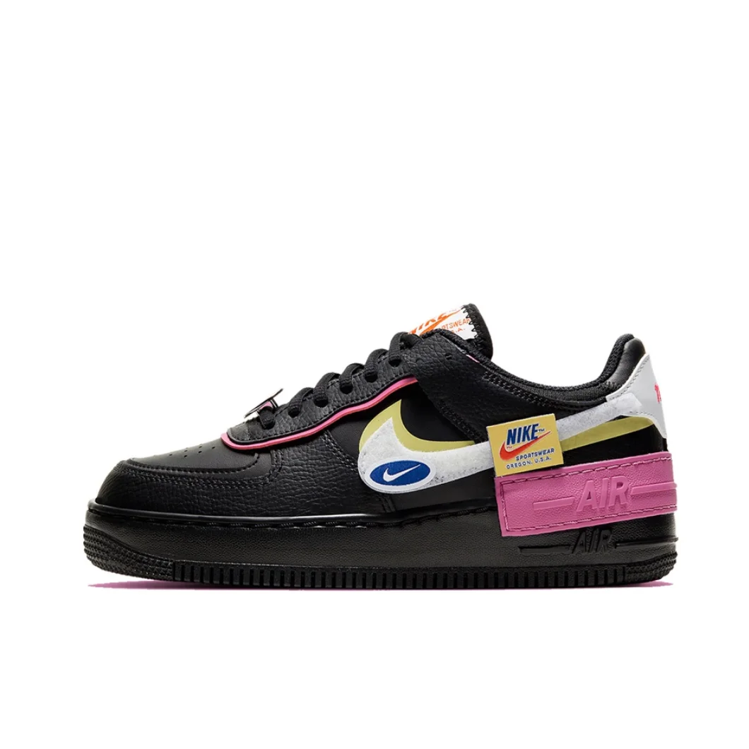 Nike Black and White Pink Colorway Air Force 1 Shadow Fashion Low Top Board shoes Anti-slip Wear-resistant Women's Casual Shoes