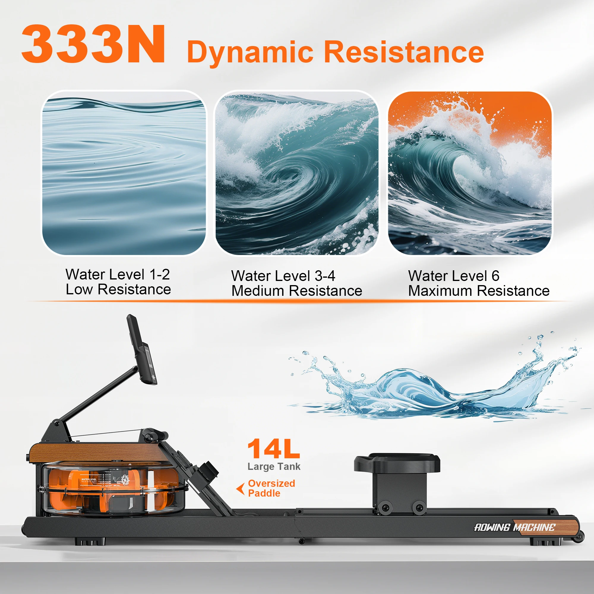 Picture 4: Rowing Machine for Home, Water Rowing Machine with Bluetooth Monitor, Foldable Rowing Machine Adjustable Tablet Holder