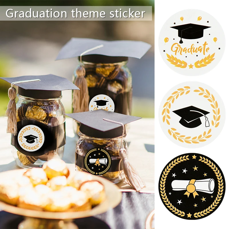 10sheets Congratulations Graduation Circular Sticker Gift Bag Dessert Sealing Sticker DIY Graduation Party Celebration Supplies