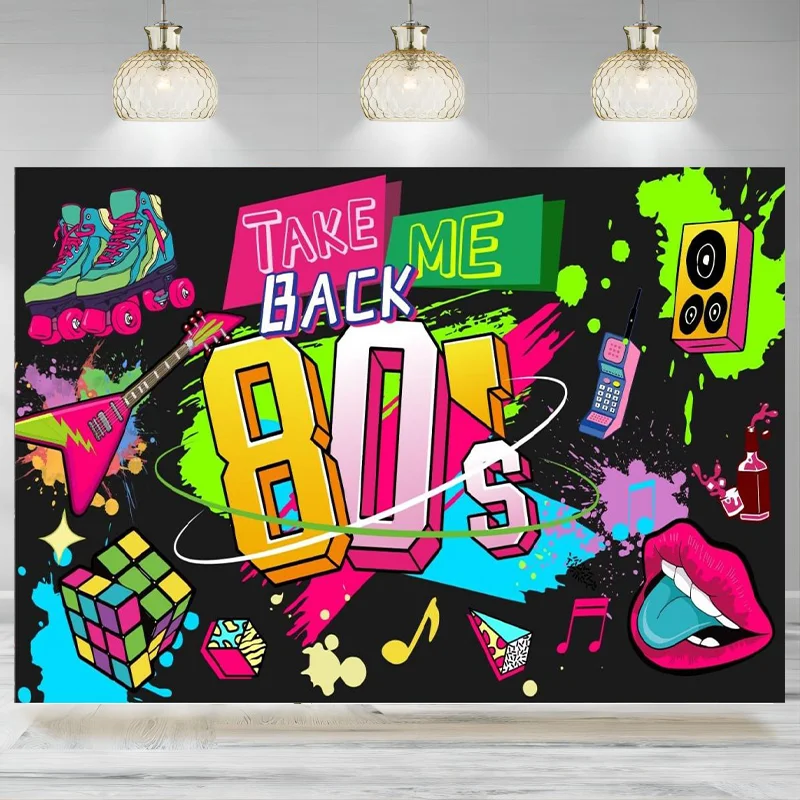 

80s 90s Party Decoration Theme Party Backdrop Photography Graffiti Wall Retro Background Birthday Party Banner