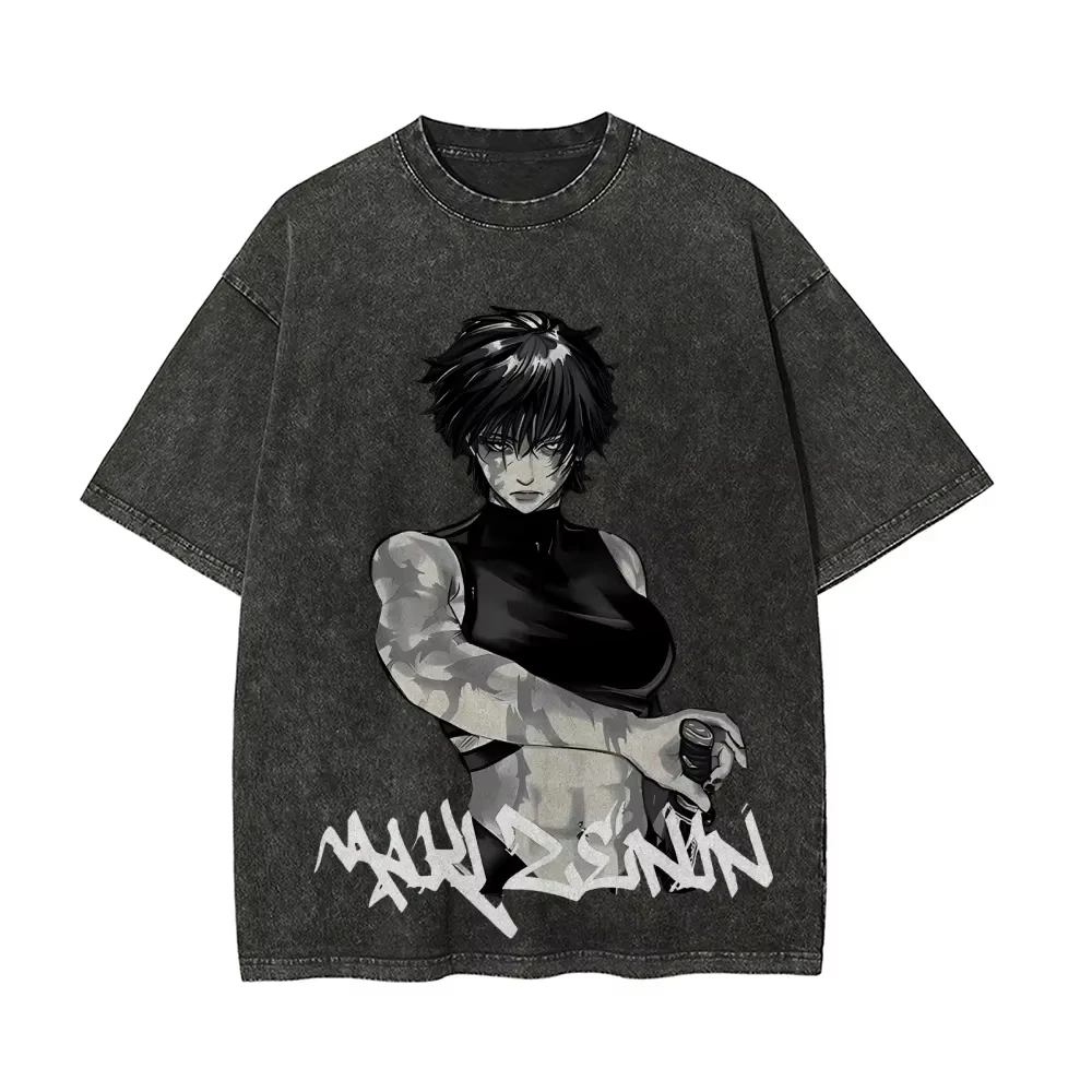 

Vintage Washed Jujutsu Kaisen T Shirt Anime Gojo Satoru Print Cotton Tee Men Women Casual Short Sleeve Streetwear Top