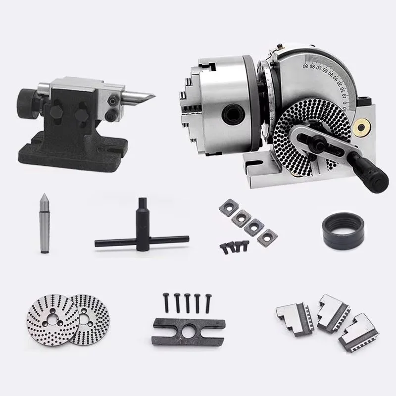08170 Precision 4 Inch Dividing Head for Milling Machine with 3 Jaw Chuck Semi Universal Rotary Table Metalworking