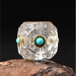 White crystal inlaid turquoise cube