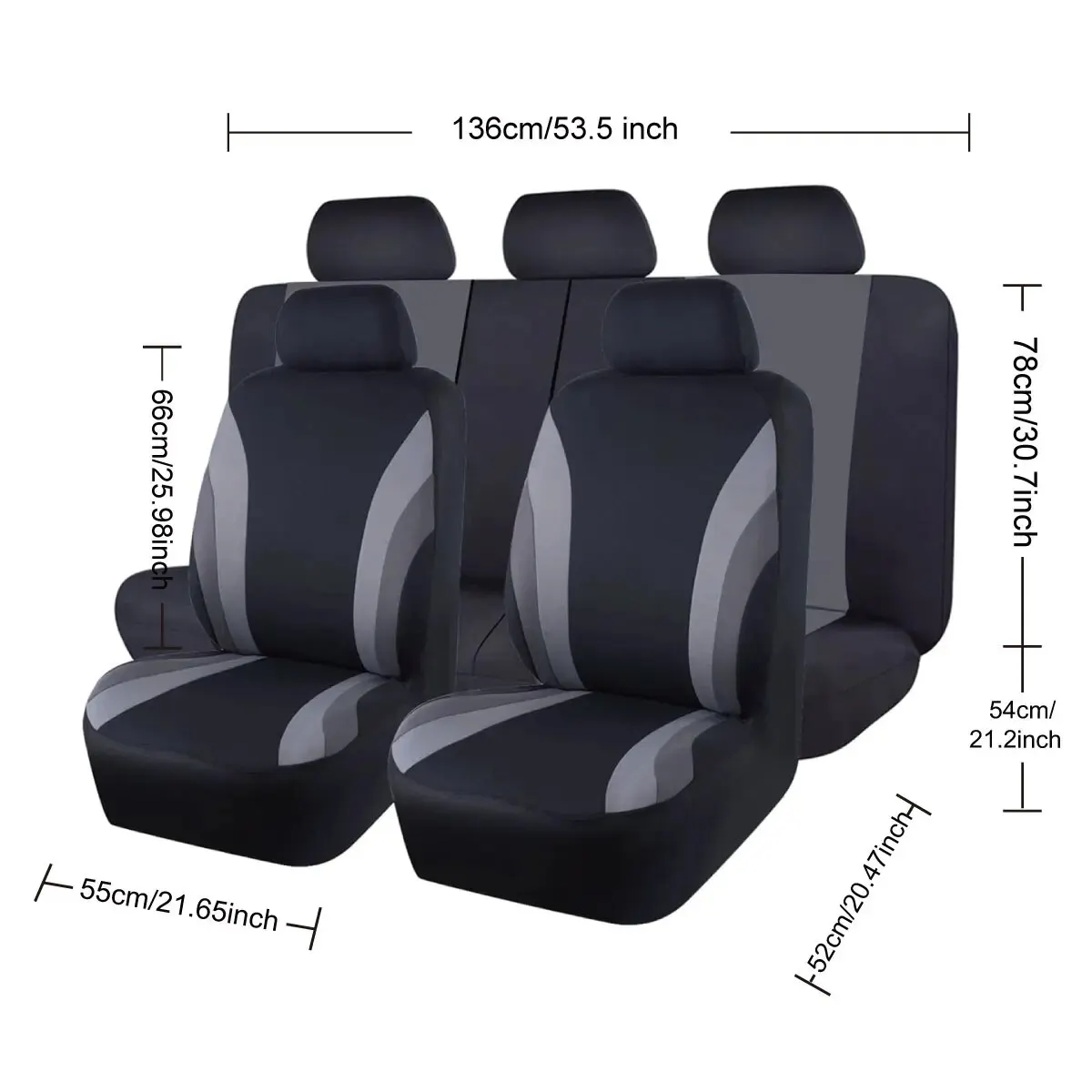 Sports Style Full Set Polyester Fabric Car Seat Covers Car Seat Protector Universal Fit Most Cars SUVs