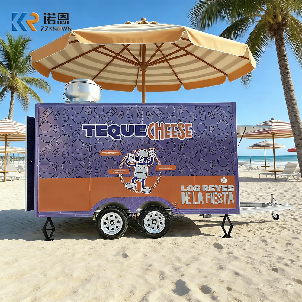 Street Stainless Steel Mobile Snack Bubble Tea Food Truck Trailer Towable Coffee Van Mobile Food Trailer Fully Equipped
