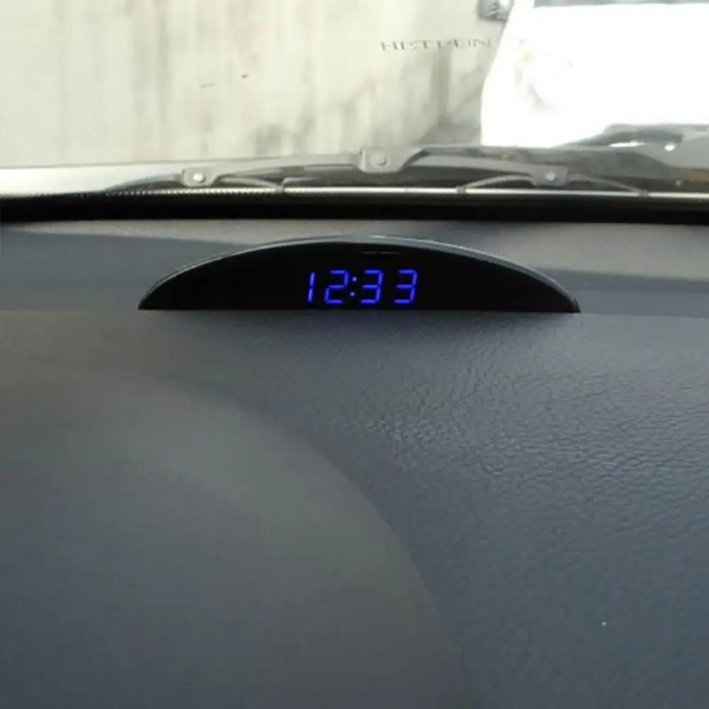 Practical Electronic Clock  3-in-1 Function Sturdy Car Thermometer  LED Car Digital Clock