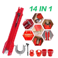 14 In 1 Sink Faucet Wrench Plumbing Repair Tool Anti-Slip Handle Double Head Wrench Bathroom Plumbing Water Heater Spanner Tool