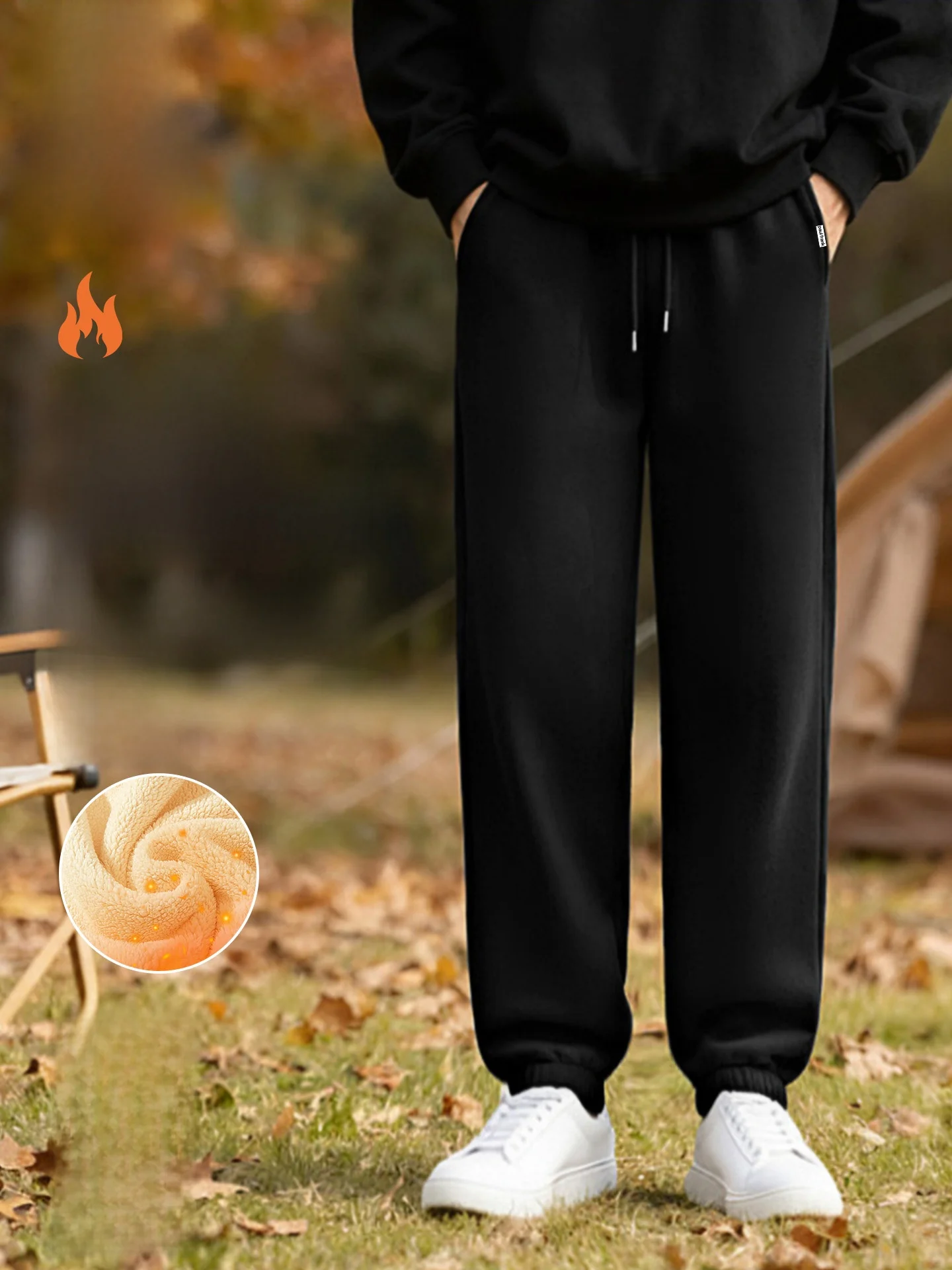 

Men's Thiened Casual Lamb Velvet Sweatpants Winter Warm Loose Fit mid Waist Youth ular Long Pants