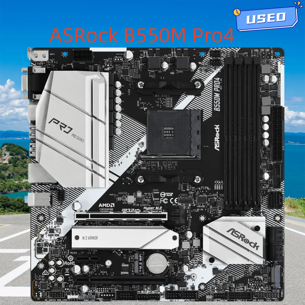 ASRock B550M Pro4 Motherboard Socket AM4 AMD  support Ryzen 5 5600 4500 3200G 3600 5700X cpu DDR4 128GB NVMe SSD Micro ATX