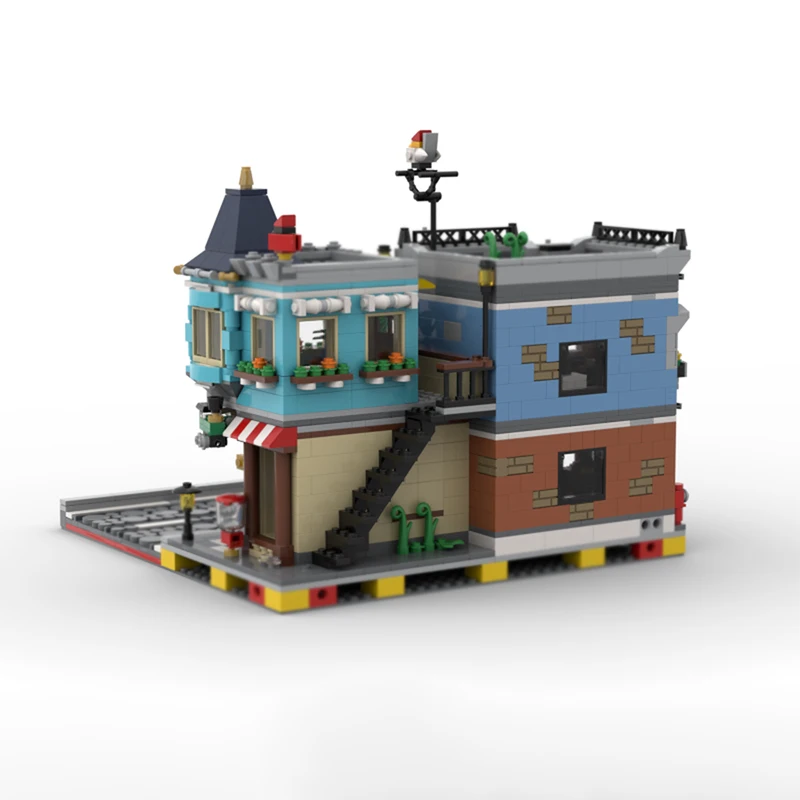 도시 스트리트 뷰 모델 MOC 빌딩 벽돌 장난감 가게 및 델리 모듈형 기술 선물 휴일 조립 어린이 장난감 정장