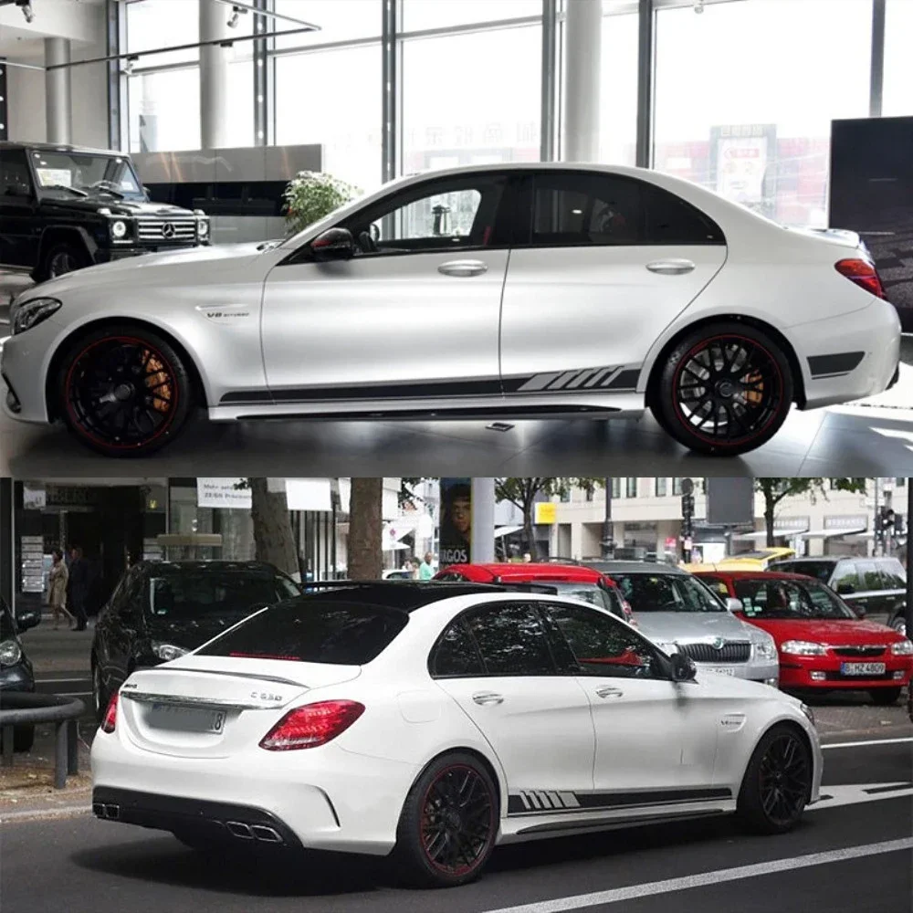 

2Pcs/lot Car Waist Side Skirt Decoration Stickers Decals Vinyl For Mercedes Benz W205 W203 W204 C Class Auto Decal Sticker
