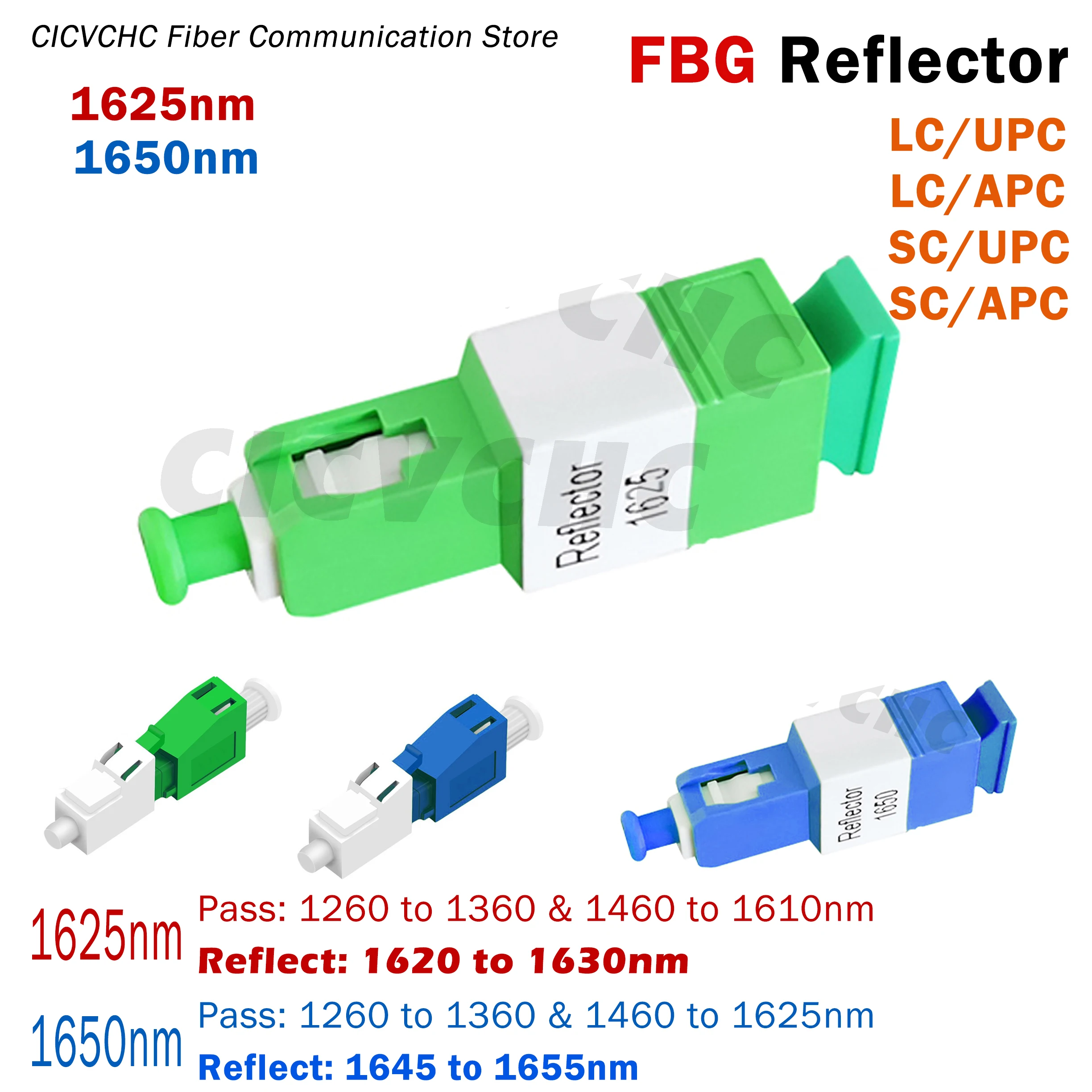 1650nm / 1625nm FBG Reflector SC/APC LC/APC SC/UPC LC/UPC Fiber Optical