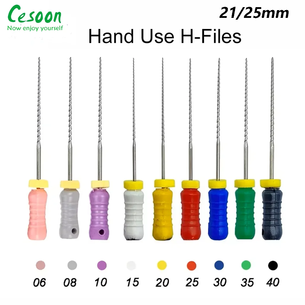 Dental H-Files Endo Root Cannal File Stainless Steel Hand Use 21mm 25mm Endodontic Treatment Drills Odontologia Tools 6Pcs/ Pack