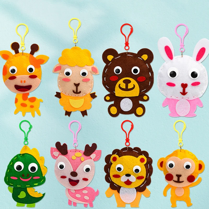 Large Size Handmade Keychain Kids Handicraft Carft Toys Cartoon Animal DIY Non-woven Fabric Pendant Educational Girls Toy Gifts