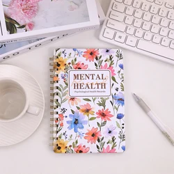 48 sheets Floral Hardcover Mental Health Planner A5 Daily For Self-Care Meditation And Emotional Tracking Notebook For Student