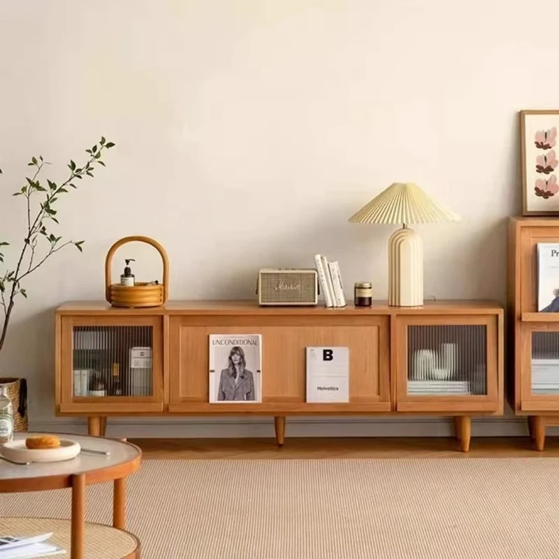 شقق داخلية خزانة تلفزيون الجوز خزانة تلفزيون مريحة تدعم حامل تلفزيون متنقل Soggiorno أثاث غرفة المعيشة الحديثة