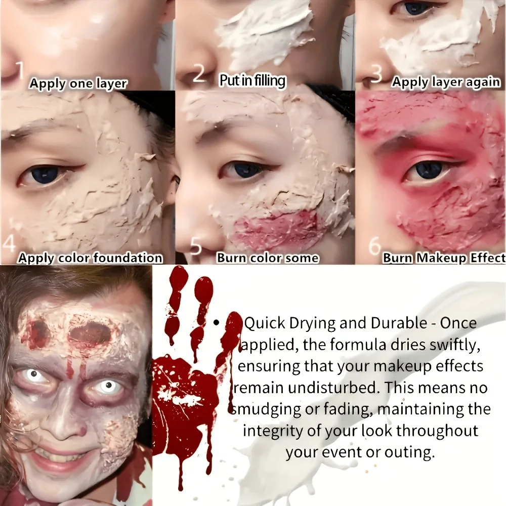 EYIR Halloween SFX Flüssiglatex Make-up Set 2 Stück 30ml Kunsthaut Effekt für Spezialeffekt Make-up Zombie Monster Kostüm – Detail 9