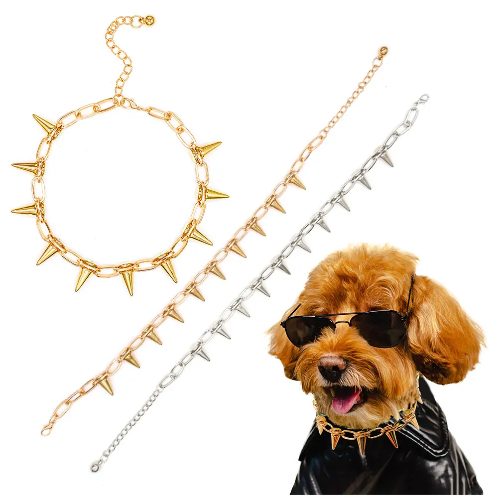 Cool Spiked Metal Dog Collar Small Medium Dogs Chain Collars Necklace Adjustable Puppy Bulldog Pug Collars Pet Accessories