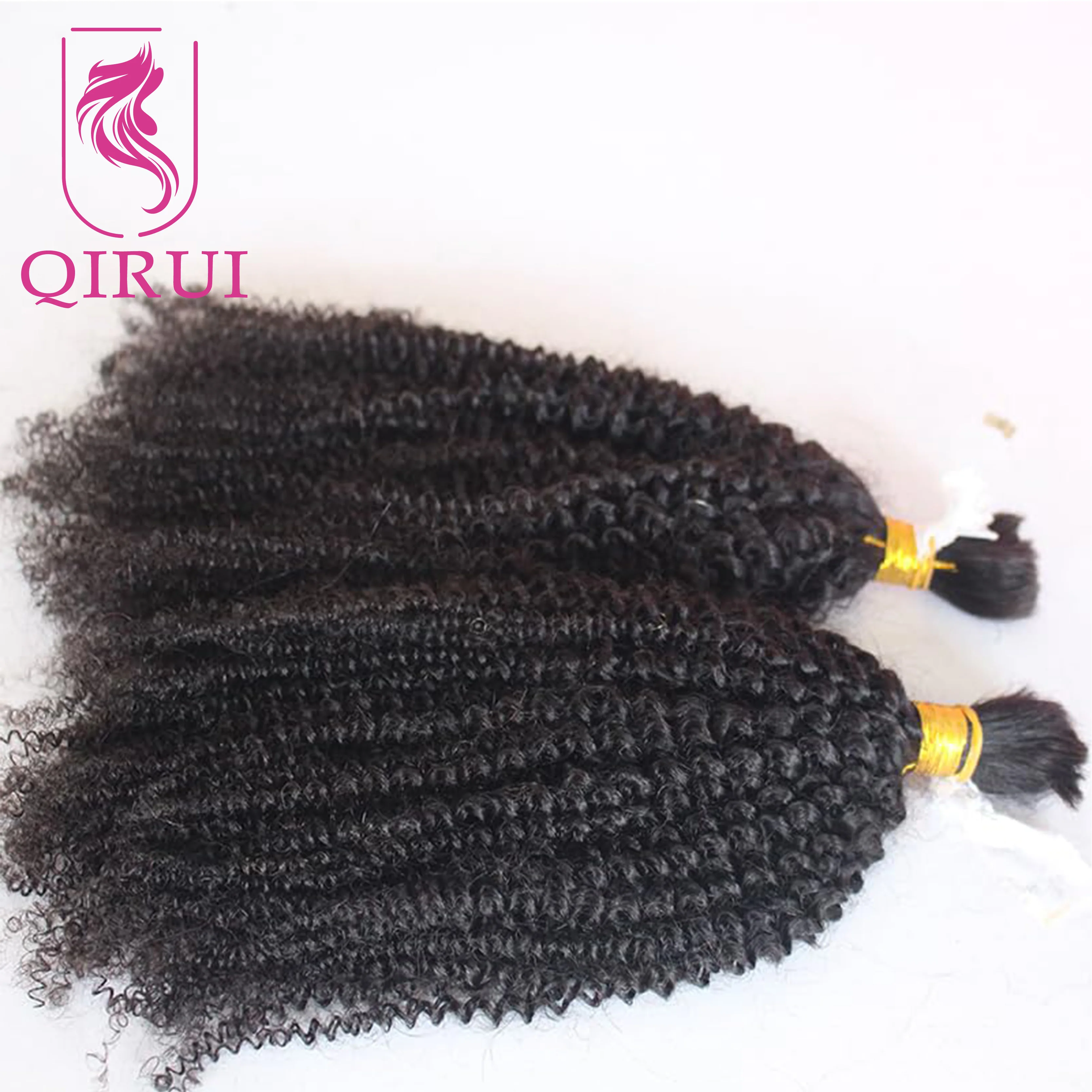 Unprocessed Bulk Human Hair For Braiding No Weft Afro Kinky Curly Bulk Braiding Hair Extensions Full Double Drown Hair Bundles