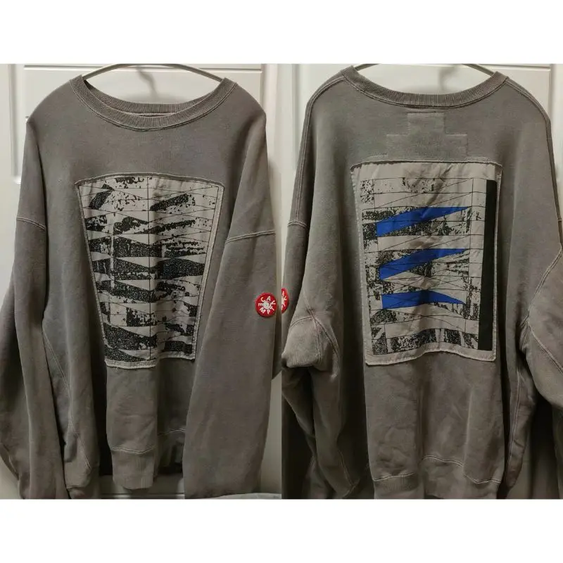 Harajuku CAVEMPT Sweatshirts CE Splicing High-quality Embroidery Female Profile Palm Silhouette Men Women Pullover Streetwear image 3