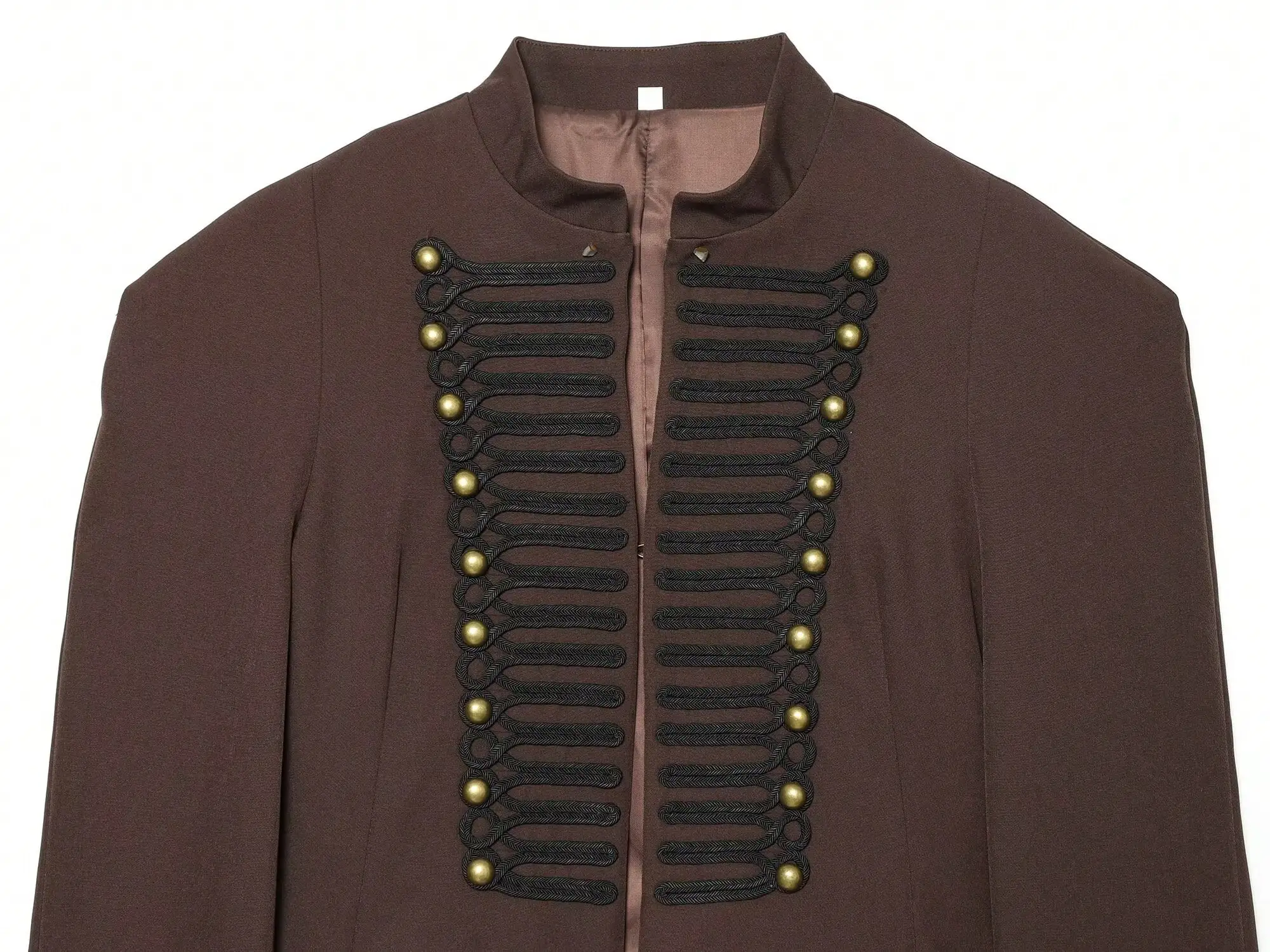 HH Damen Retro Langarm Freizeitjacke mit Stehkragen, Modische Sommer-Strandjacke, Schlanke Jacke mit Verdeckten Knöpfen – Detail 4
