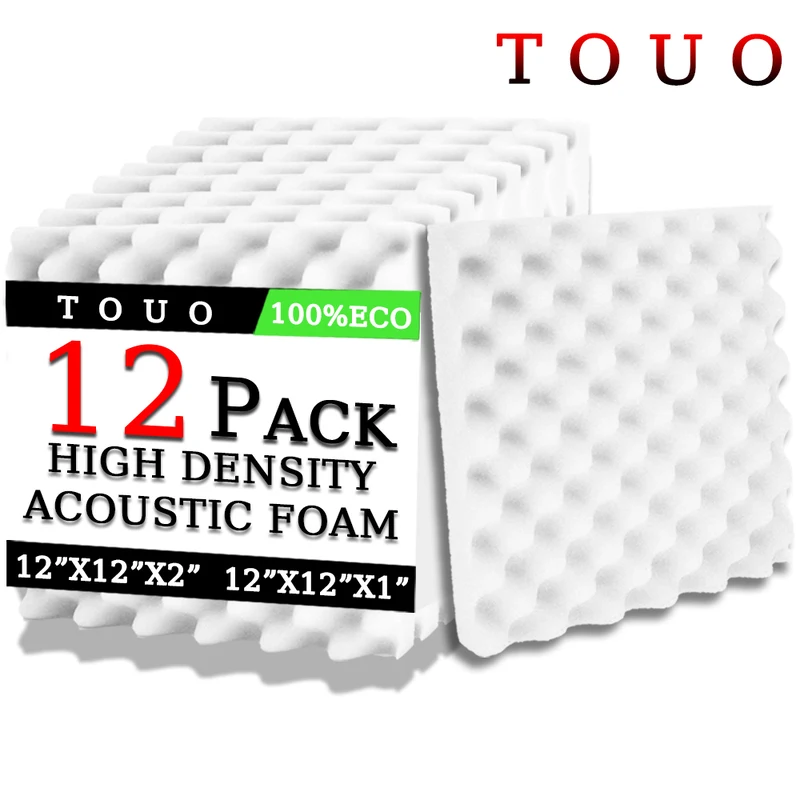 

TOUO Egg Cotton Acoustic Foam 12 Pcs Home Studio Soundproof Foam High Density Sound Absorbing Material Home Decoration