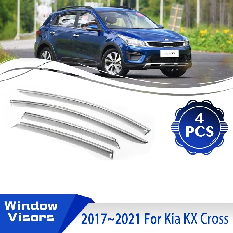 Car Window Visor For Kia KX Cross Rio X-Line 2017 2018 2019 2020 2021 Rainproof Window Wind Rain Visor Deflector Car Accessories