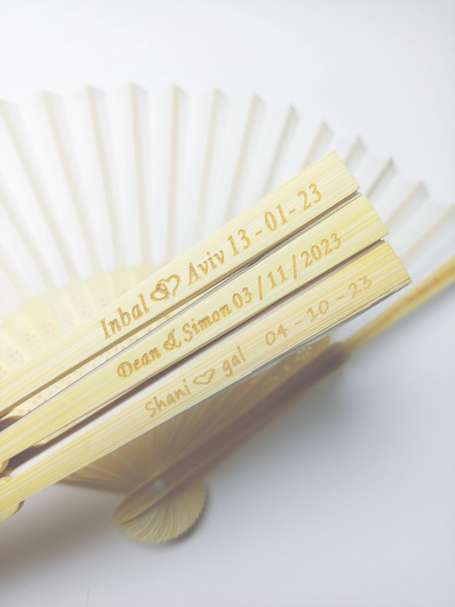 25/30/50/80/100PCS Personalized Wedding Silk Fan Tie Ribbon Customized Printing Name Date Handmade Folding Fan