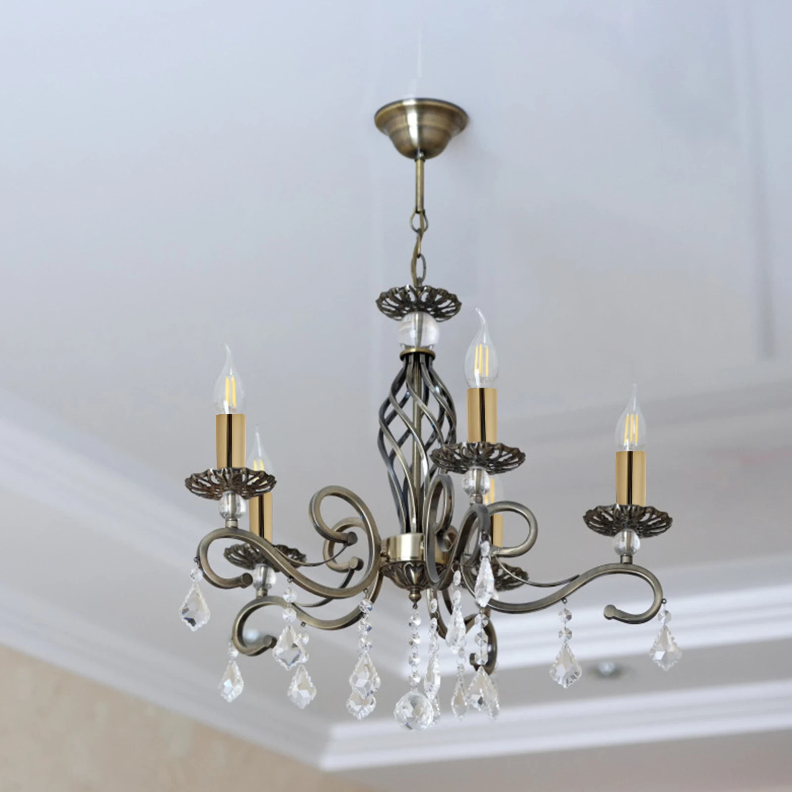 12pcs Light Base Lighting Parts Sleeves Crystal Parts C Lamp Holder Door Iron Retro Accessories Lighting Decor