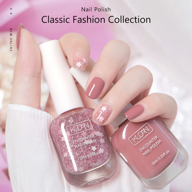 KUDAN 10ml Glass Bottle Water-Based Peel Off Nail Polish Colorful Pink Green Purple Glitter Polish Nail Art Varnish for Nails
