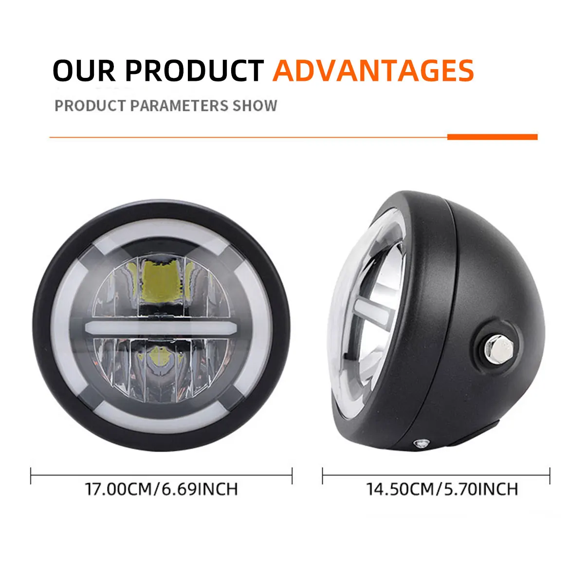 Universal 7 Inch Led Car Motorcycle Headlight DRL H4 Headlamp For Harley BMW Yamha Honda 7.5" Headlights Bracket Retro Bucket image 3