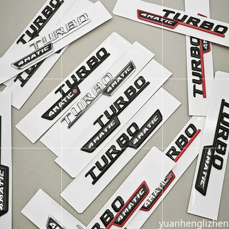 2pcs/pair Car Fender Side Badge Turbo 4matic+ Plus Emblem Sticker For A45 CLA45 C117 GLA45 GLE53 X247 refit body Accessories