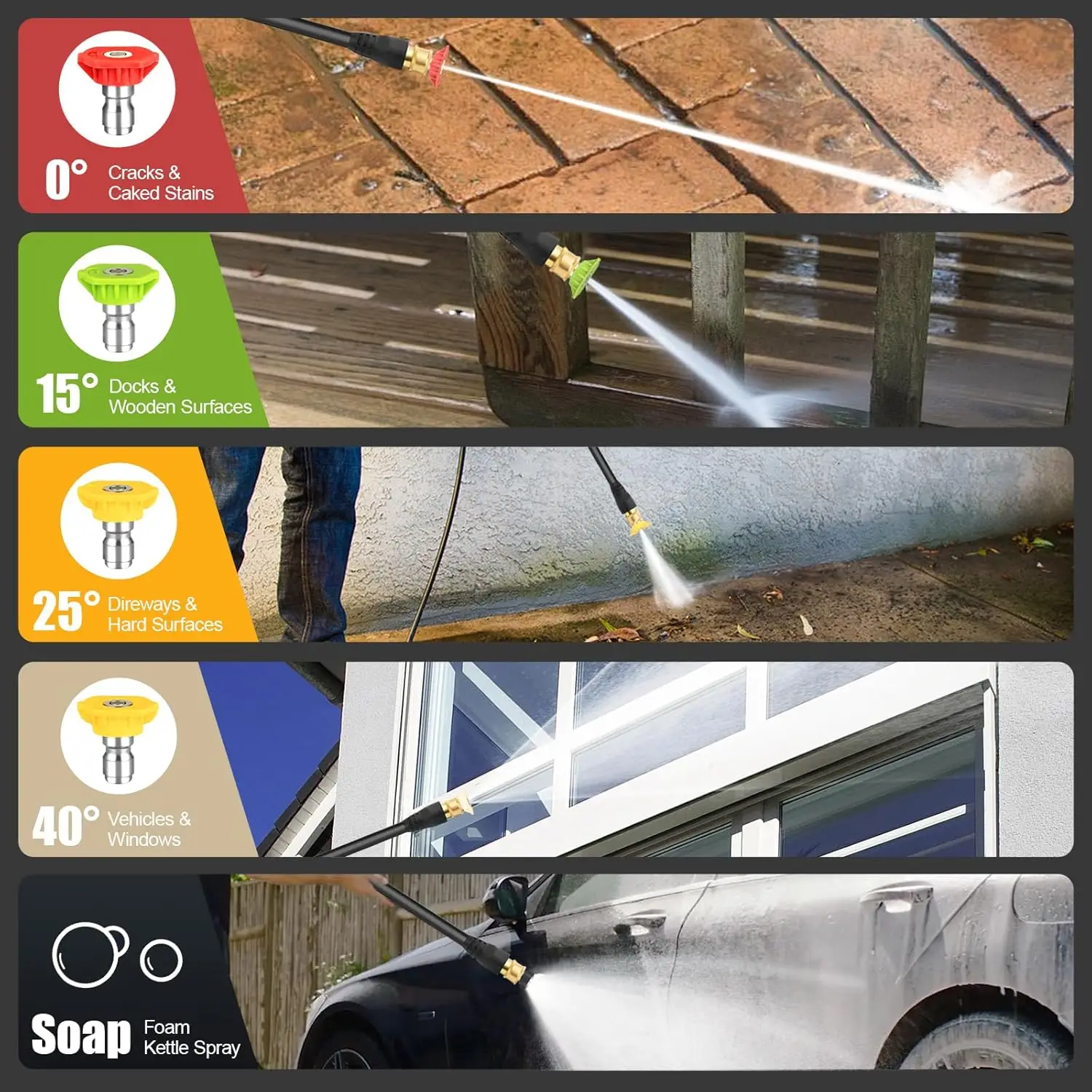 Multifunctionele elektrische hogedrukreiniger 2,5 GPM 4 snelkoppelingsproeiers Wassen Draagbare wasmachine voor tuinopruimen/auto