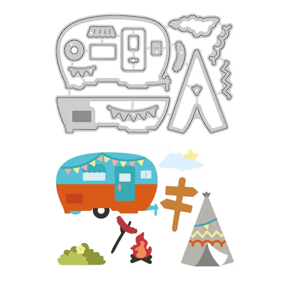 1pc Camping Theme Cutting Dies Tent Stencils for DIY Scrapbooking Christmas Birthday Card Making Album Envelope Diary Decoration