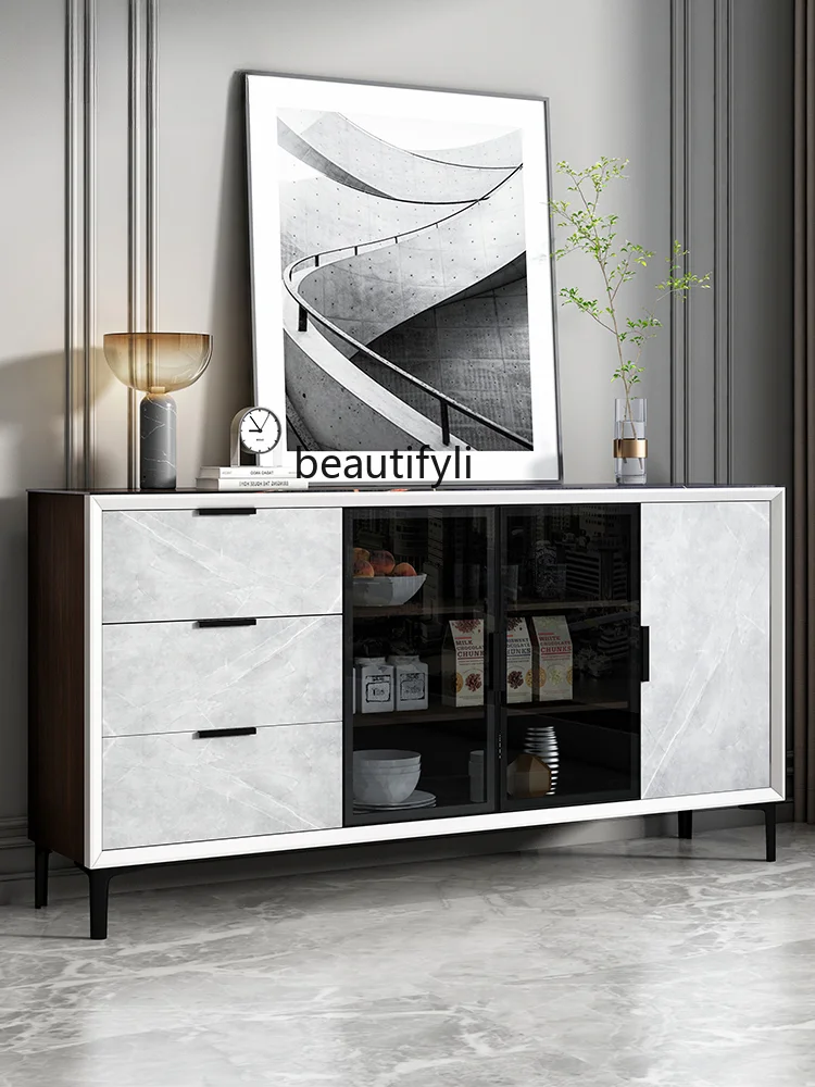 

Light Luxury Sideboard Cabinet Household Solid Wood Wine Cabinet Storage Cabinet Integrated Wall Locker