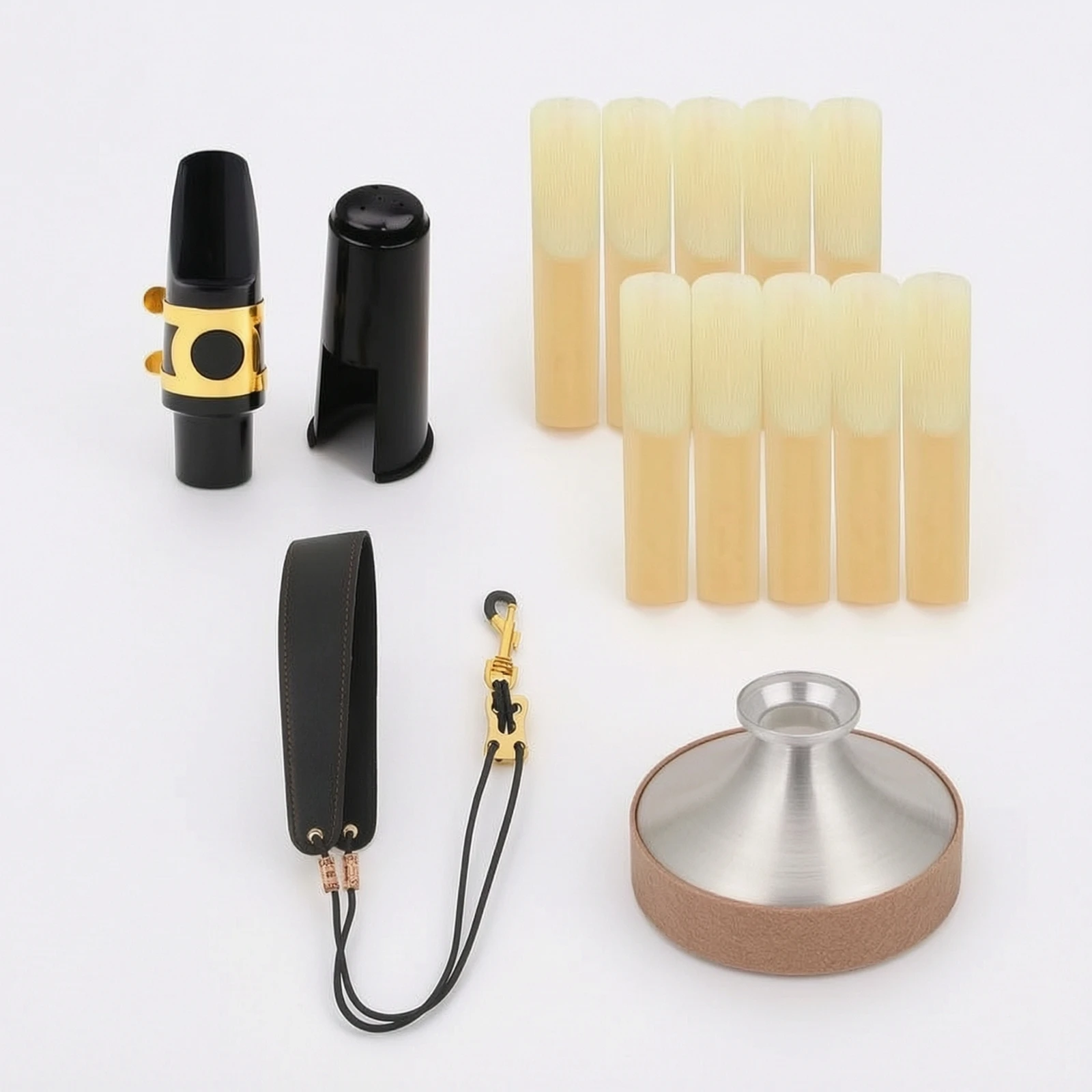 Saxophone Accessory Bundle Complete Saxophone Practice Set Mouthpiece with Cap High-Quality Instrument Parts Essential