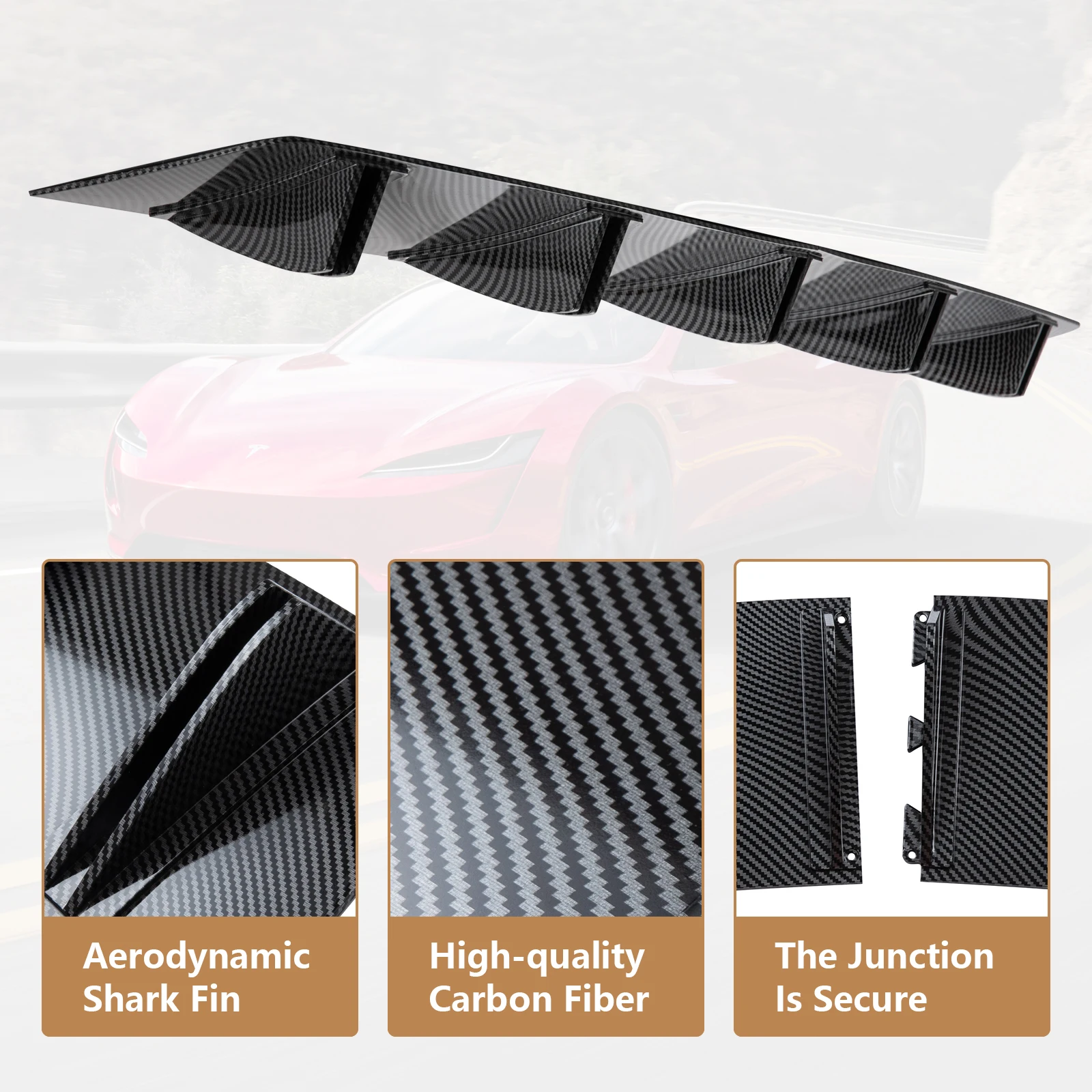 For Mercedes-Benz W204 W205 Rear Diffuser Fin Bumper Lip Splitter Spoiler Carbon