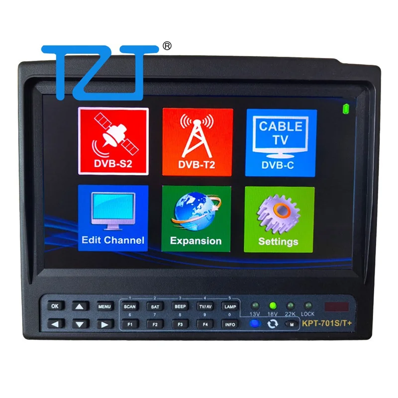 TZT KPT-701S/T+ 7” IPS Portable Combo Satellite Finder (S2+T2+C) & HD & CCTV Monitor (with TV + HD + AHD + AV Input)