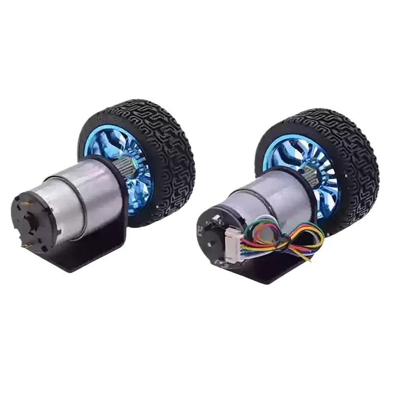 6V/12V/24V JGB37-520 Encoder Geared Motor Set Complete with Wheel Bracket Coupling Two Wheel Balancing Robot Chassis Parts