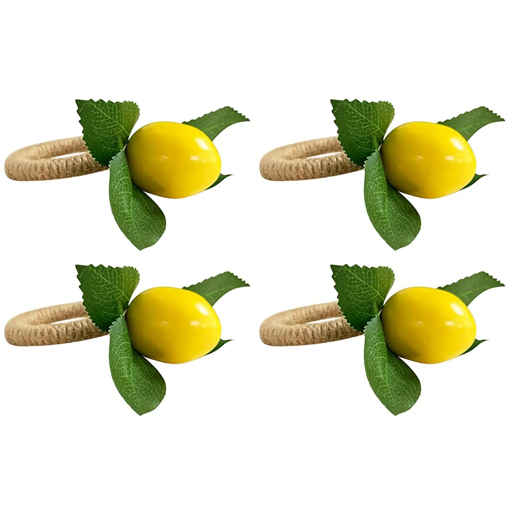 4Pcs Simulation Lemon Plant Napkin Ring Fruit Meal Buckle Hotel Model Room Napkin Ring Napkin Buckle Party Supplies