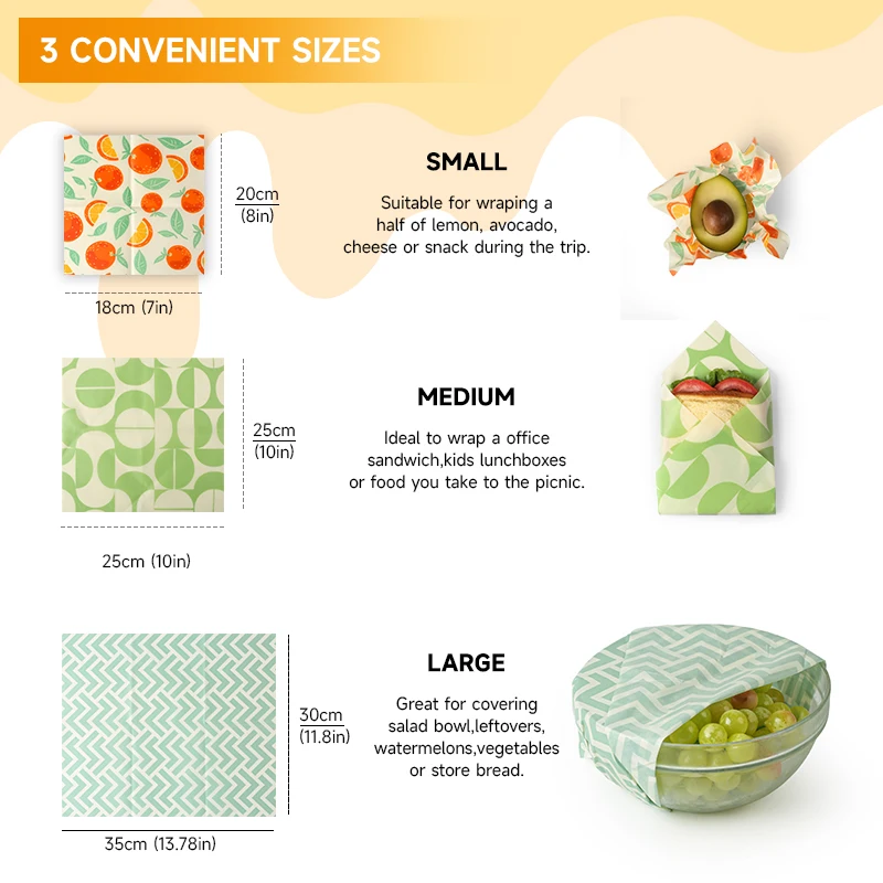 9Pack Reusable Beeswax Wraps, Ecp Friendly Beeswax Food Wrap, Bread Sandwich Wrapper, Reusable & Organic Cotton Food Wraps
