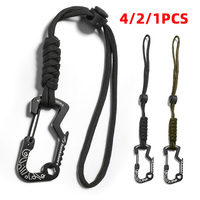 Multifunctional Tactical Hook Carabiner with Paracord Keychain Anti-Loss Rope for Outdoor Camping Hiking Emergency Gear