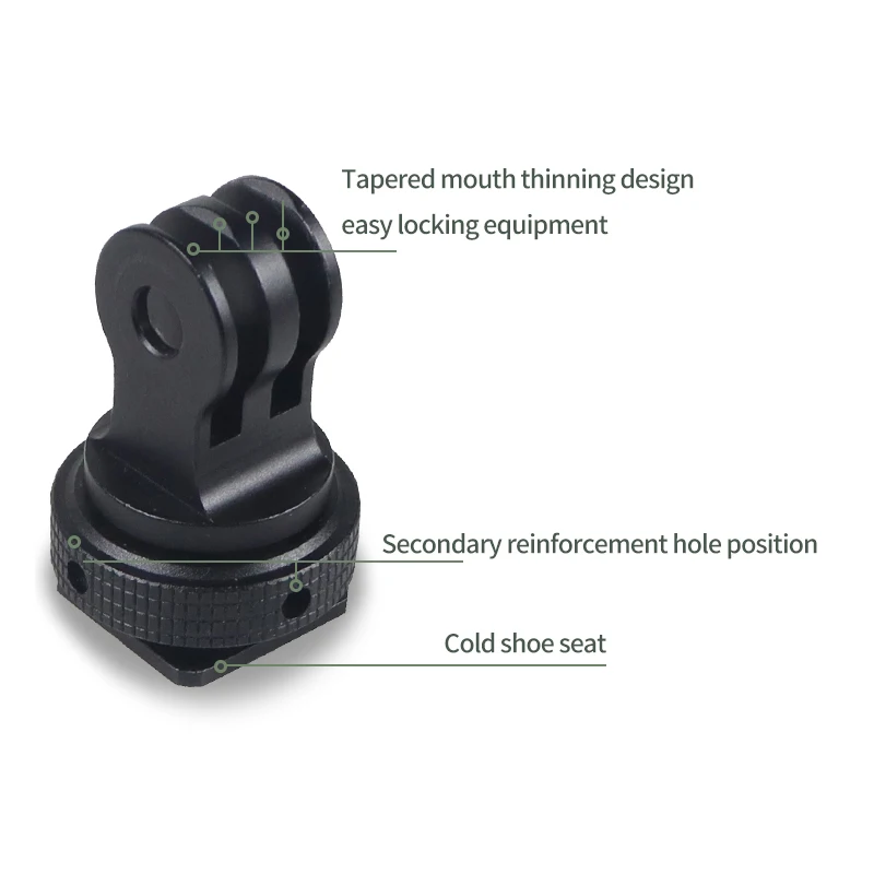 อลูมิเนียมอัลลอยด์ 360 หมุนร้อนเย็นรองเท้ากล้องถ่ายภาพขาตั้งกล้องอะแดปเตอร์สําหรับ GoPro 13 Mini สีดํา 12 11 10 DJI Action 2