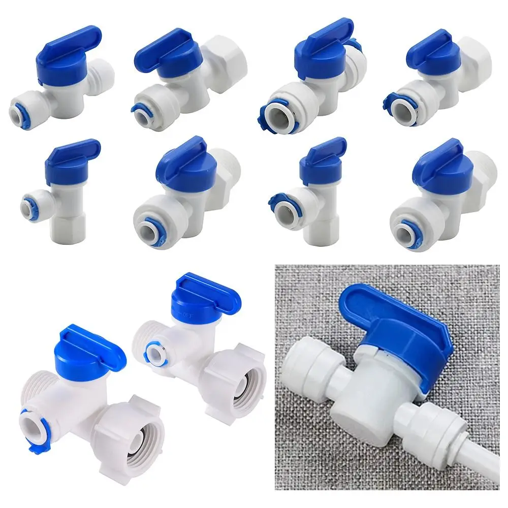 1Pcs Water Straight Plastic Ball Valve Male Female Thread 1/4" 3/8" OD Hose Quick Connector 1/4" 3/8" Male 1/2" Female Reveser