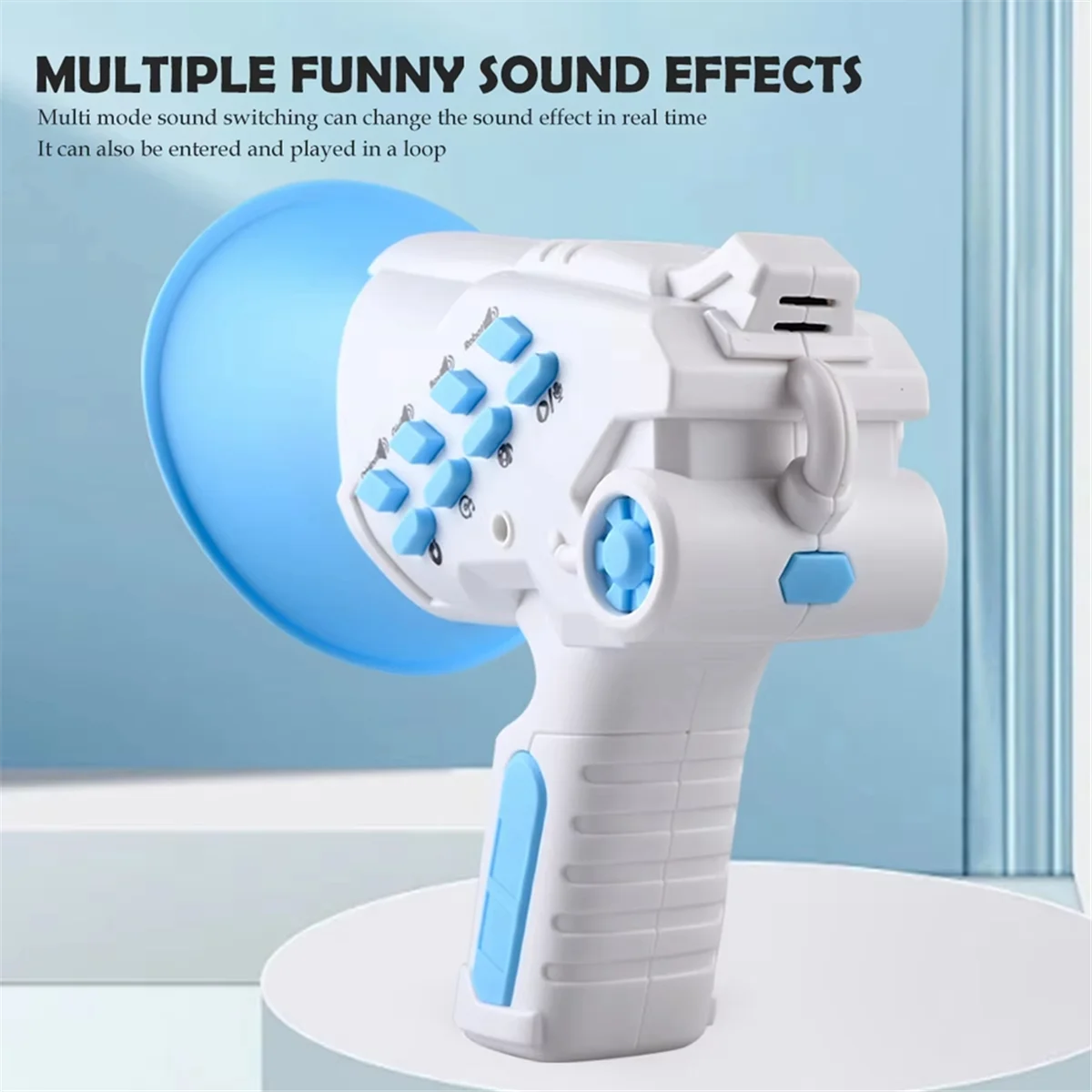 A14M Portable Speaker Siren Bullhorn Toys, Multi Voice Changer Prank Handheld Loudspeaker Blue