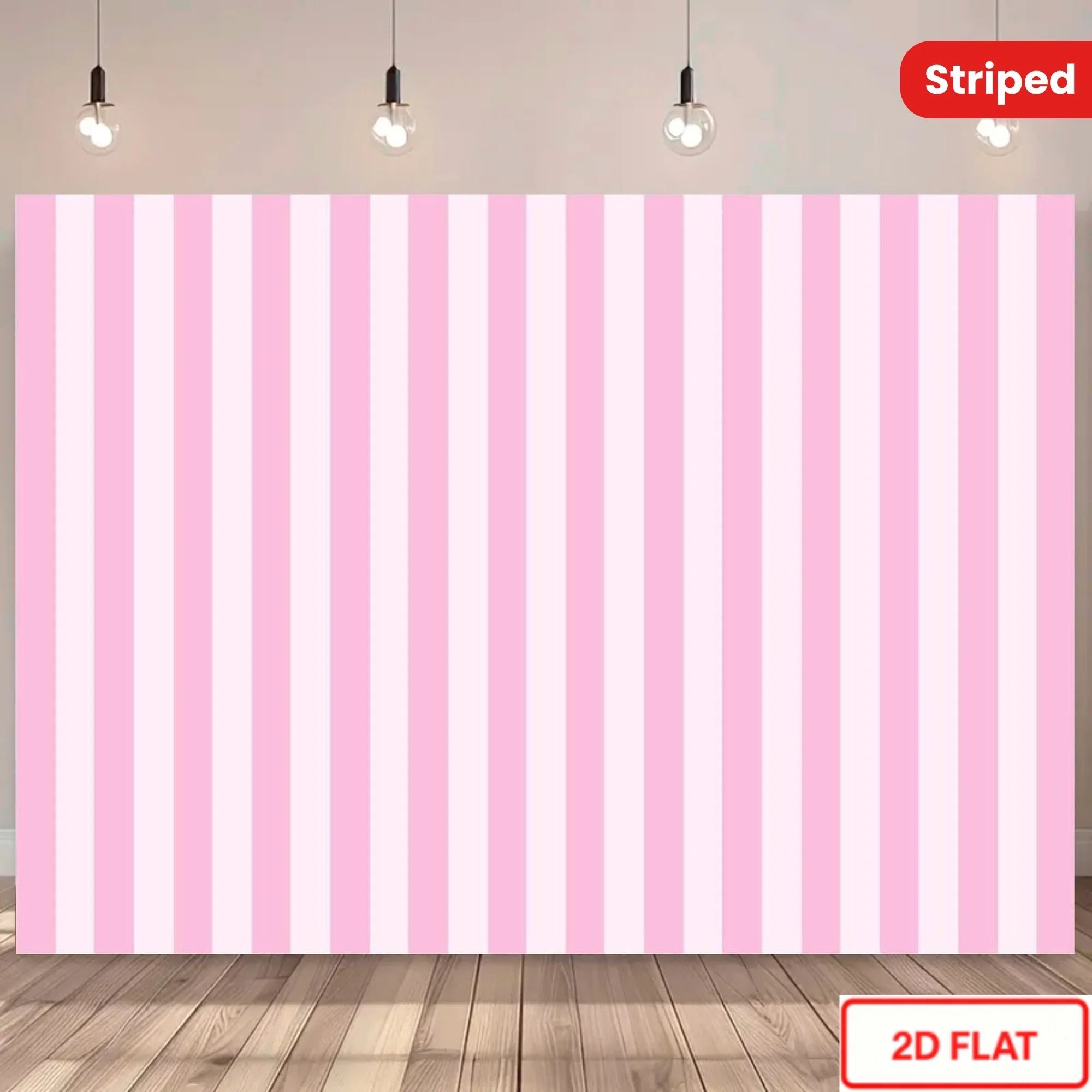 Zweidimensionales, flaches Banner, 1 Stück einzigartiger, pastellweiß gestreifter Hintergrundstoff – für Geburtstagsfeiern, Baby-Taufen