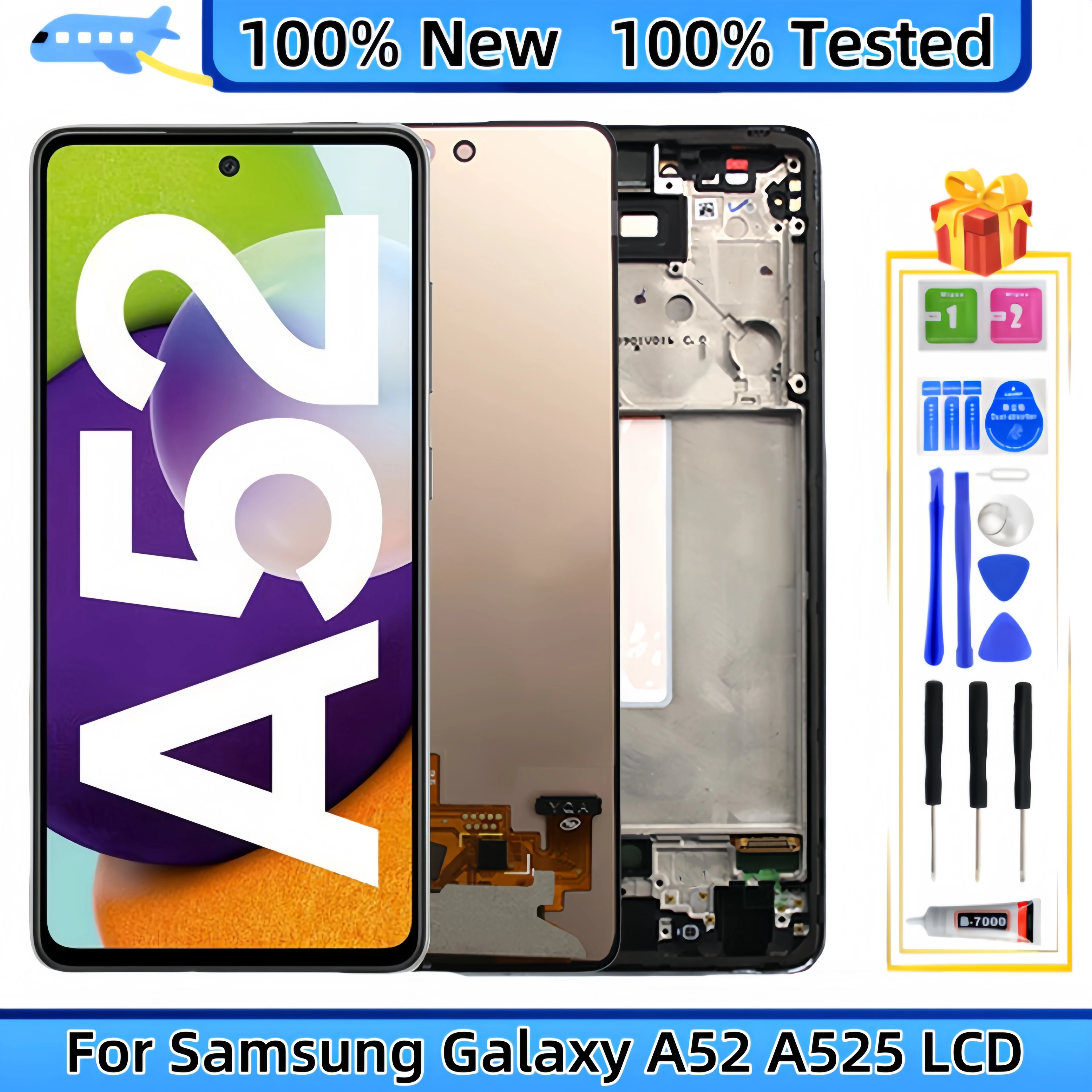 

For Samsung Galaxy A52 4G A525 SM-A525F SM-A525F/DS SM-A525M SM-A525M/DS LCD Display Touch Screen Digitizer Assembly Replacement